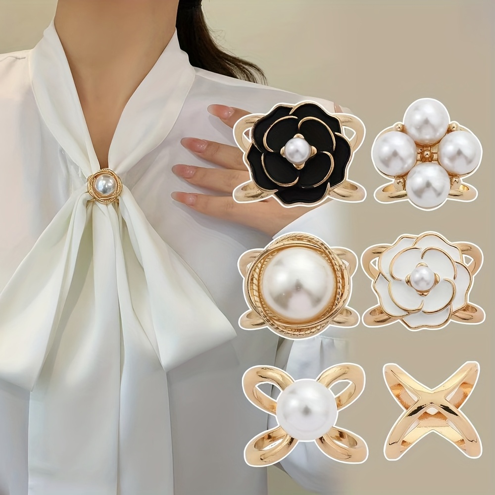 E-shop 3/4/6 Stk. einfache Schal-Schnallen, Hemd-Band-Clips, Befestigungsclips für kleine große quadratische Schals