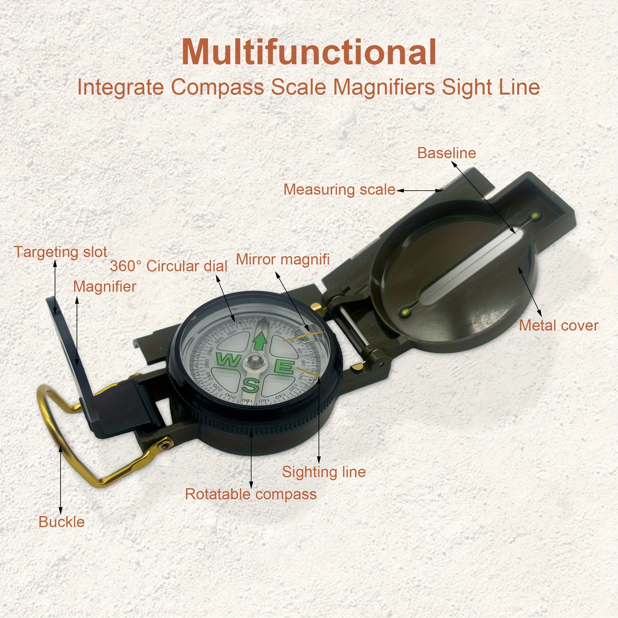 Mini Portable Compass Montre Bracelet Slip Navigation Boussole Poignet, compas