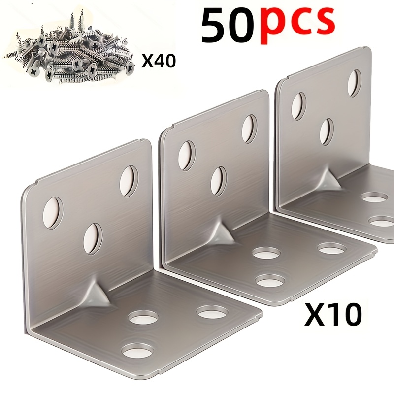 50pcs of thick and firm stainless steel angle iron set 90 degree l shaped bracket for   shelf connection