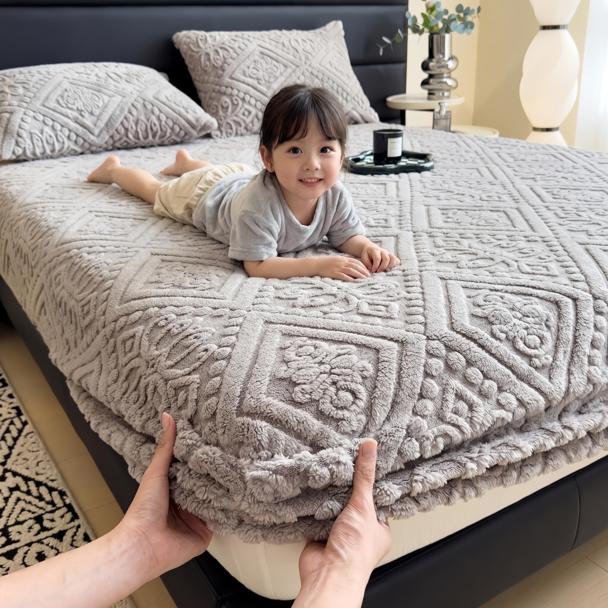TEMU Drap-housse et chaud pour enfants, parure de lit en polaire à motif en , bords élastiques, taie d'oreiller non incluse, décoration d'intérieur