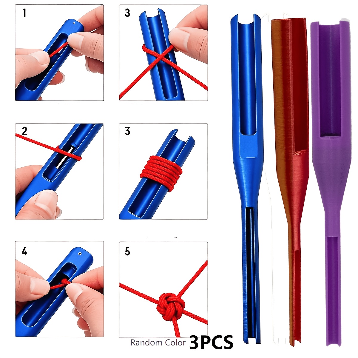 TEMU 3pcs Set Of Quick Knotting Aids, Plastic Cone-shaped Cord Runners, Smooth And Non-damaging To Thread, Easy For Beginners, Suitable For Handcraft