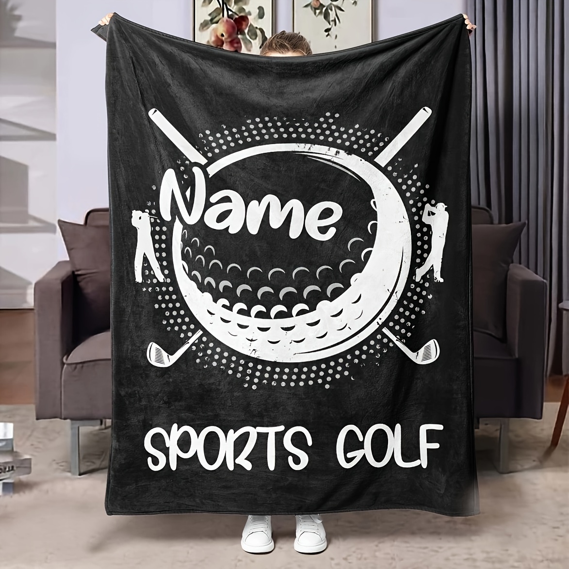 

Custom Fleece Blanket - Golf Series - Personalized Name - Perfect Gift For Any - Soft And Warm - Contemporary Style - Suitable For All