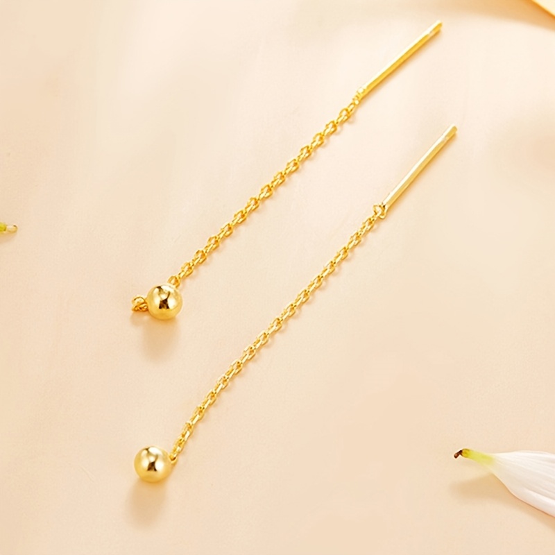 Tassel Chain Bead Stainless Steel Earrings