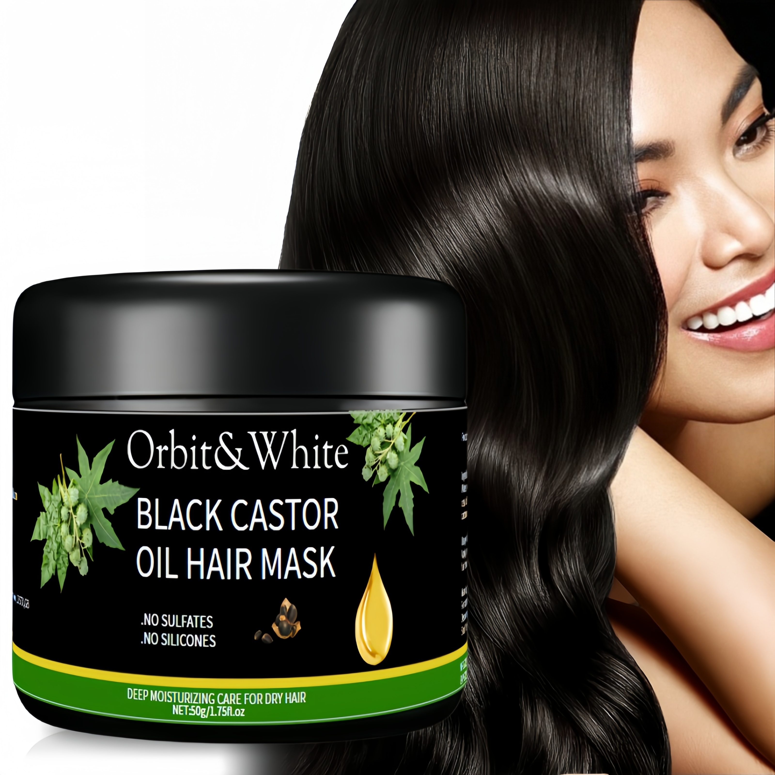 

Black Castor Oil Hair Mask, Containing Black Castor Oil Extract, Smoothing, Refreshing And Moisturizing Hair, Suitable For All Hair Types