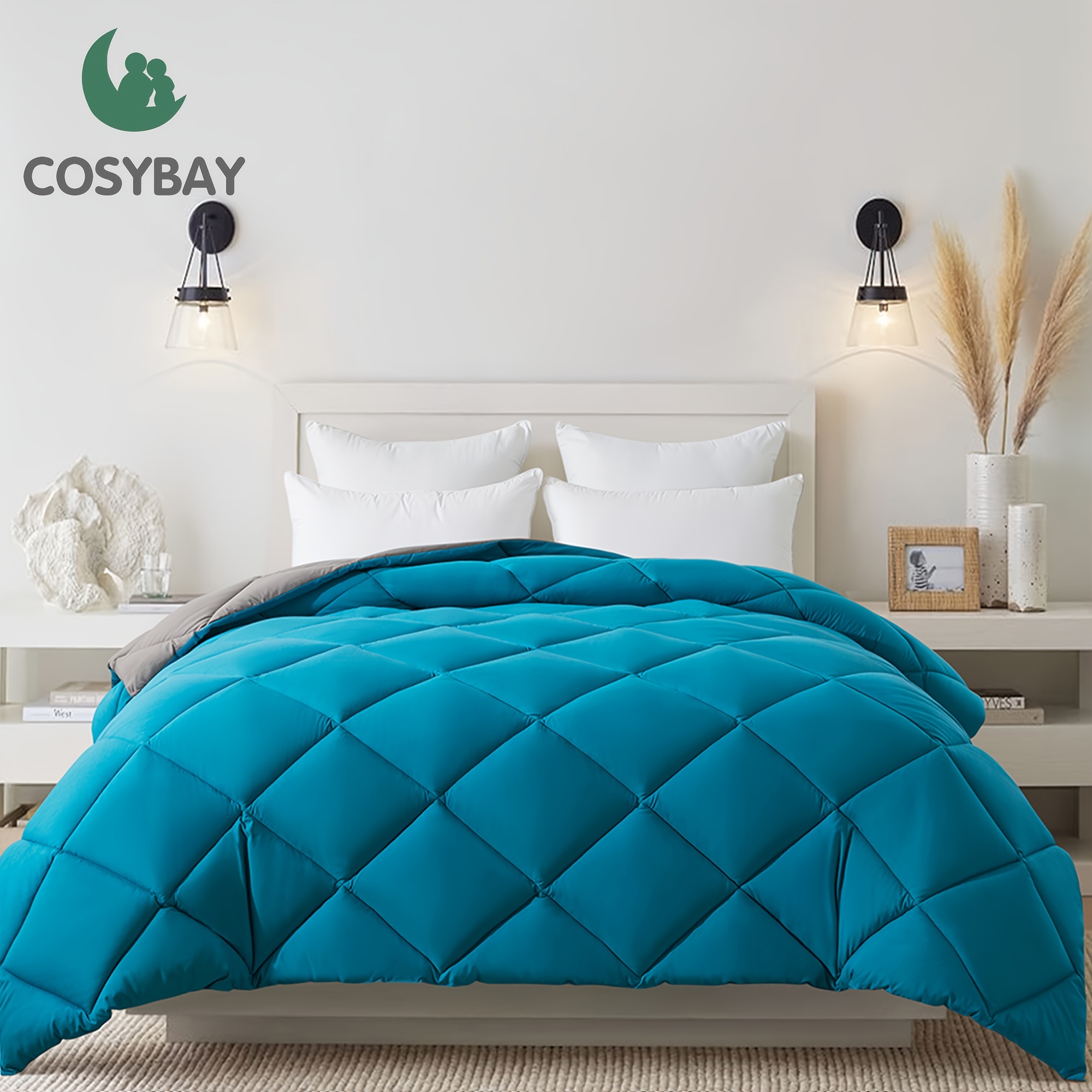 

Cosybay Down Alternative Comforter (algiers Blue/dark Grey, Twin) - All Season Soft Quilted Twin Size Bed Comforter - Duvet Insert With Corner Tabs - Winter Summer Warm Fluffy, 64x88 Inches