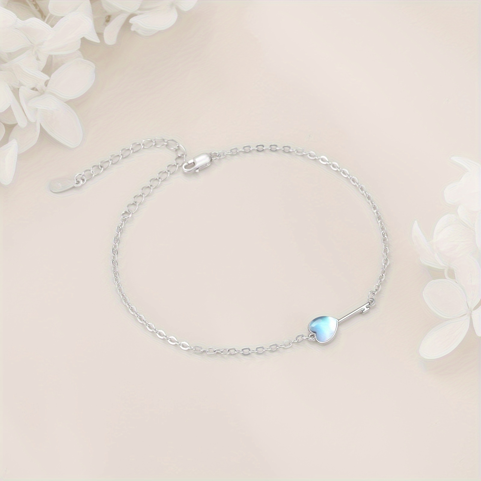 Moonstone Key Bracelet 925 Sterling Silver Moonstone Jewelry Gift
