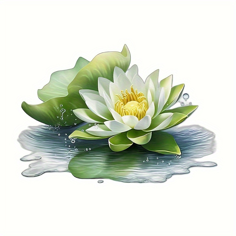 

Elegant White For Lotus Flower Self-adhesive Wall Decal - For Bathroom, Door, Fridge & Window Glass Decor