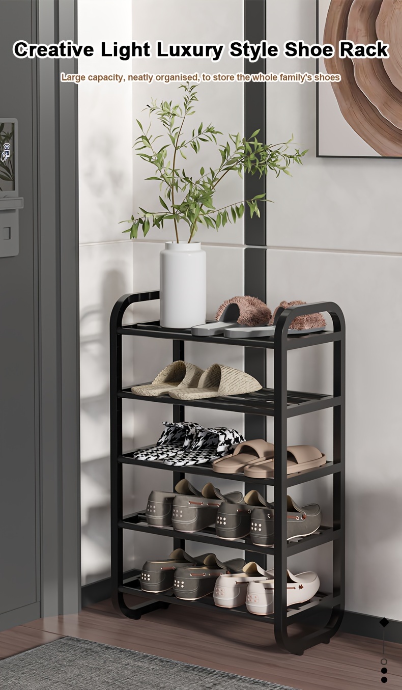 space saving 4 5 tier shoe organizer   metal plastic storage rack for entryway front door and hallway cheap tool rack shelves details 0