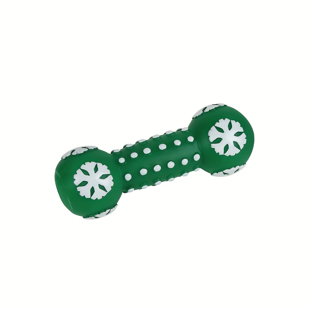 Squeaky Christmas Dog Dumbbell with Santa & Puppy Design