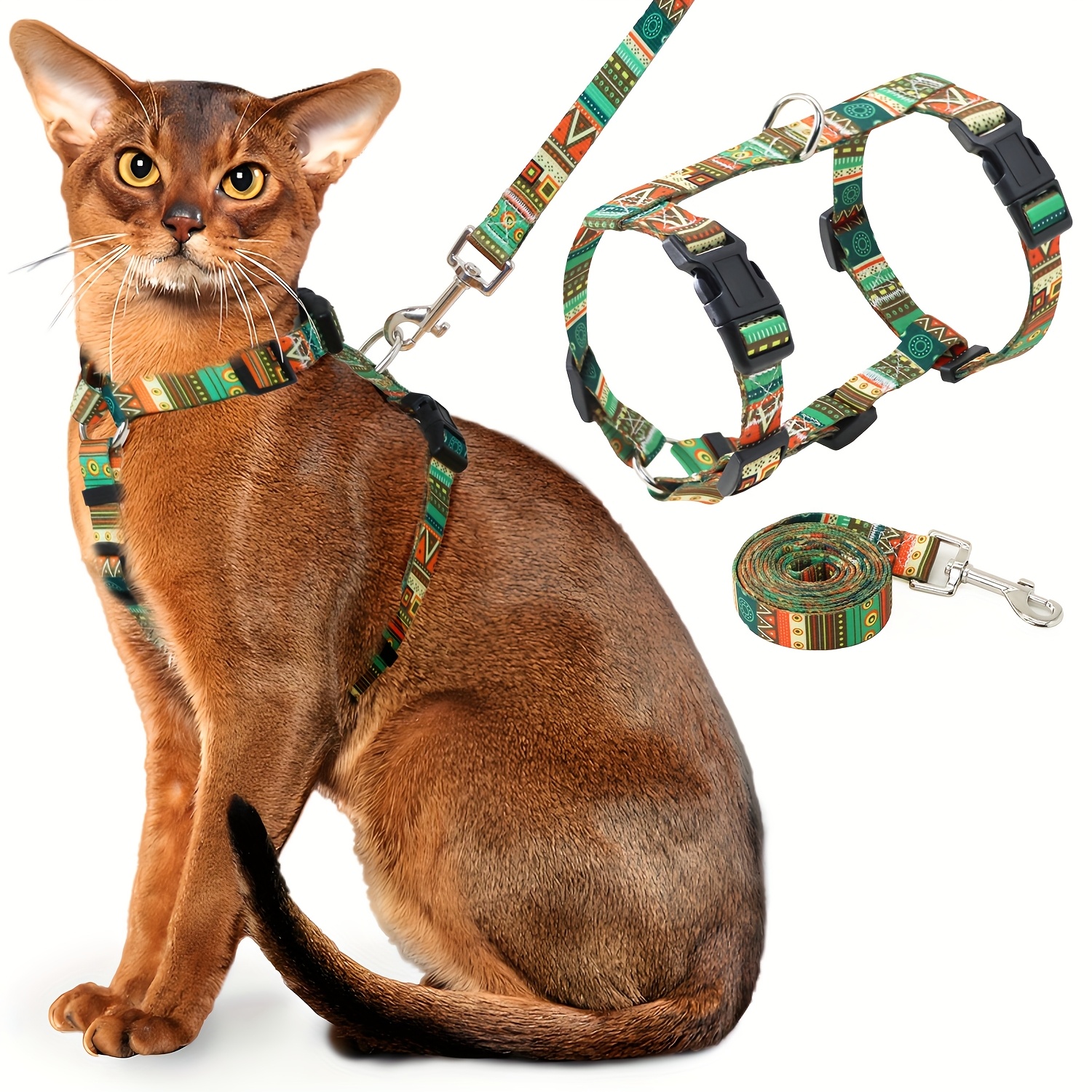 TEMU Cat Chest Harness And Leash Set - Escape-proof Adjustable Cat Chest Harness, Comfortable Soft Lightweight, Safe And Convenient To Use, Suitable