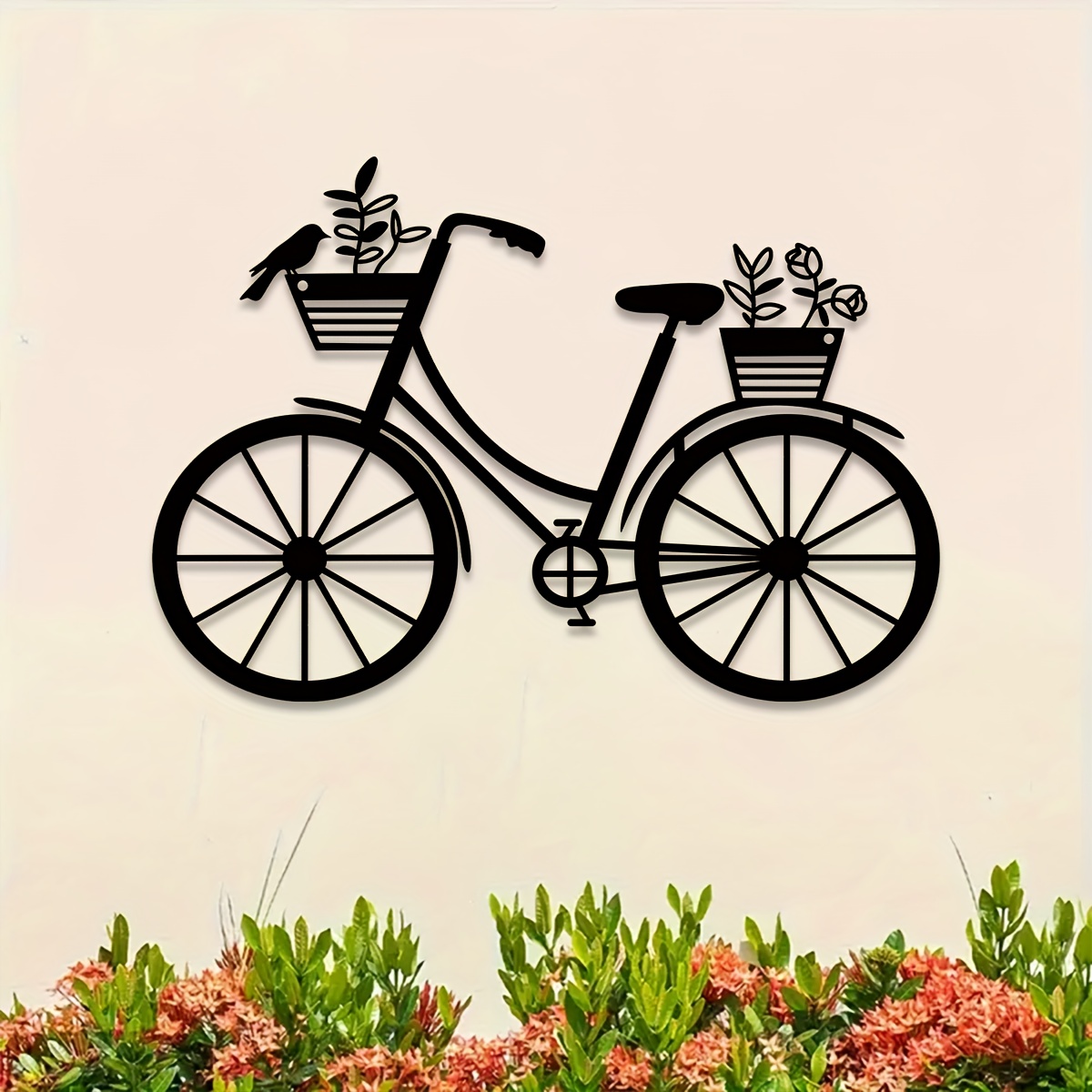 

1pc Metal Wall Decorations Featuring Laser-engraved Home Art, Birds, Bicycles, And Flowers, Suitable For Indoor And Outdoor Wall Decor In Bedrooms, Living Rooms, Studies, Dining Rooms, And Courtyards