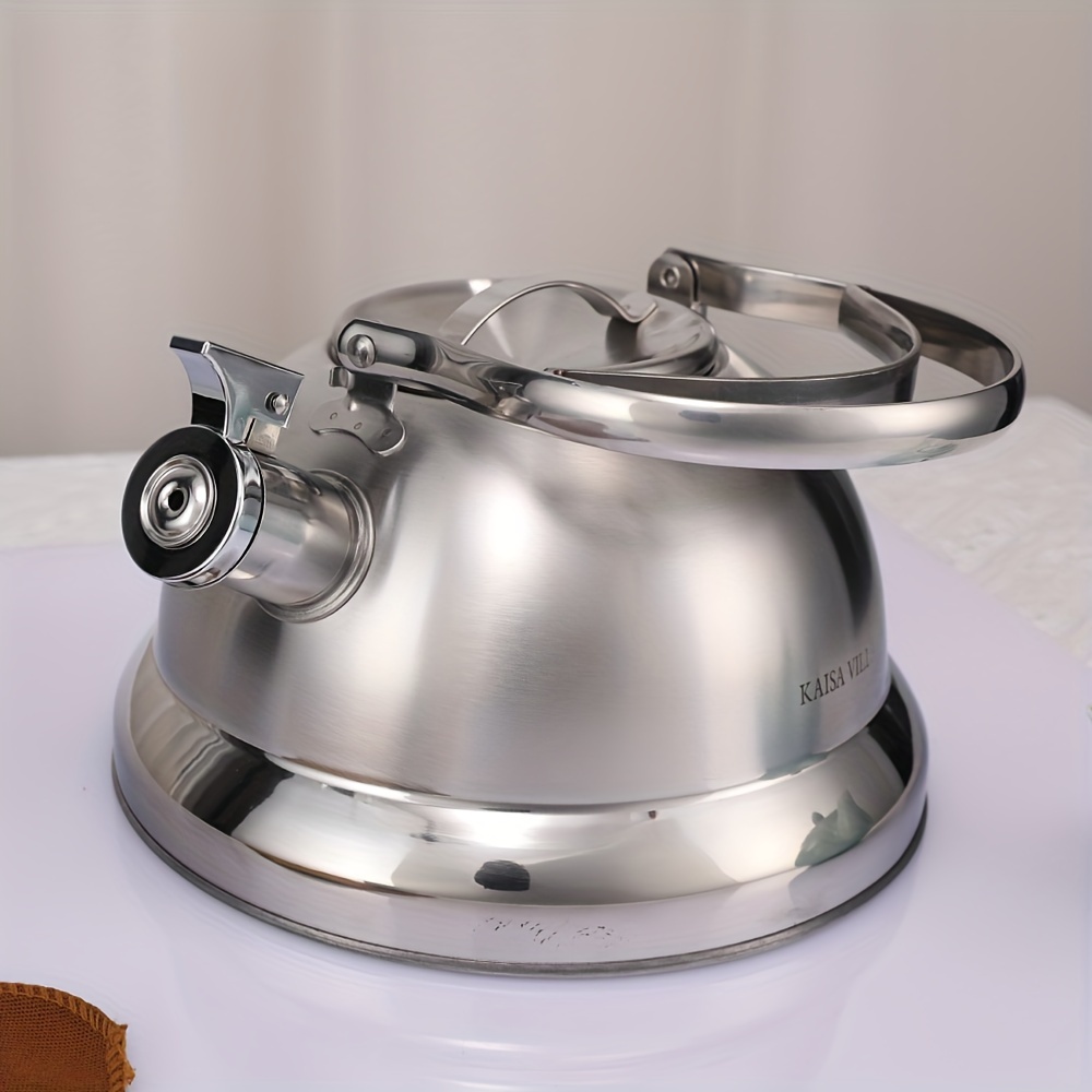 1pc kv 529   villa stainless steel whistle kettle 3l 3 layer composite base electric gas stove compatible no power required home kitchen utility details 1