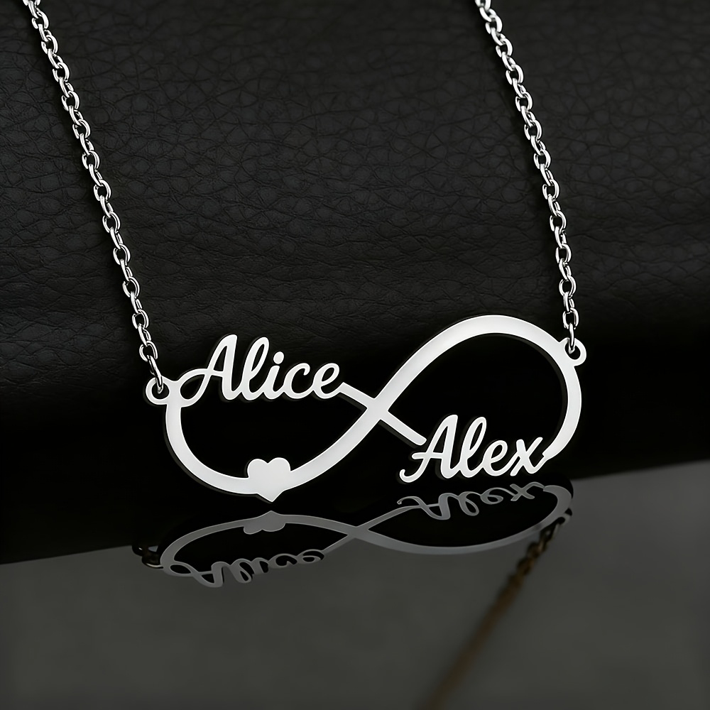 Couple's Heart-Shaped Personalized Name Necklace, 18K Gold Plated