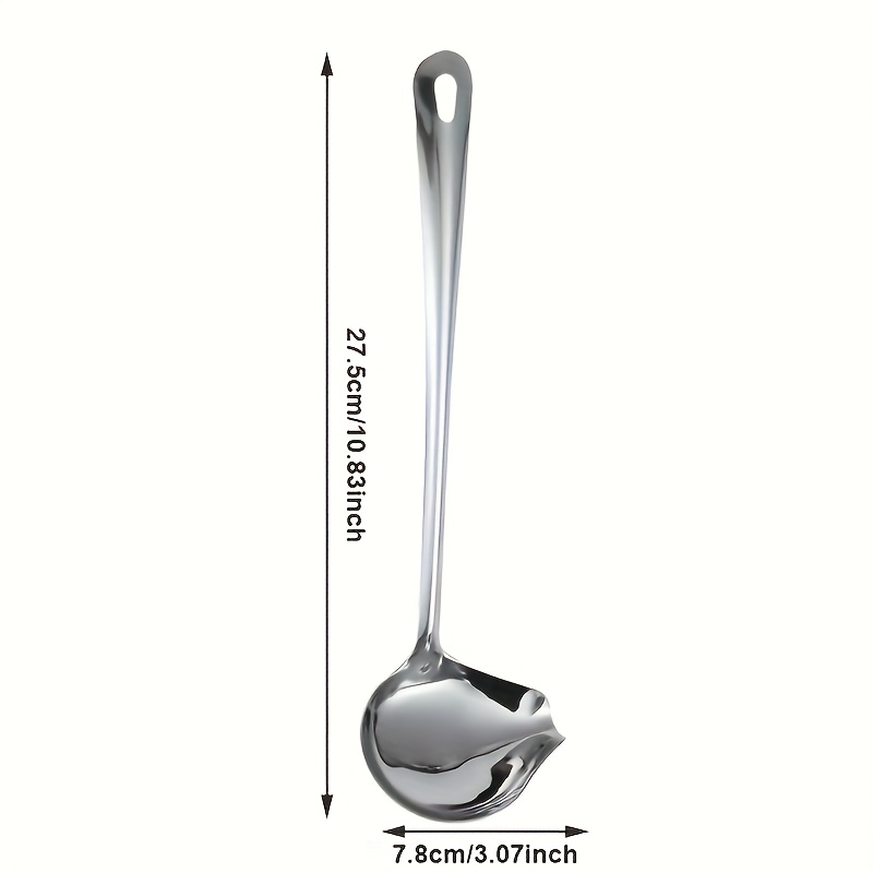TEMU 1pc Stainless Steel Duckbill Spoon, Long Handle, Durable, Anti-scratch, For Sauces, Garlic, Hot Pot, Essential Kitchen Gadget For Restaurants,