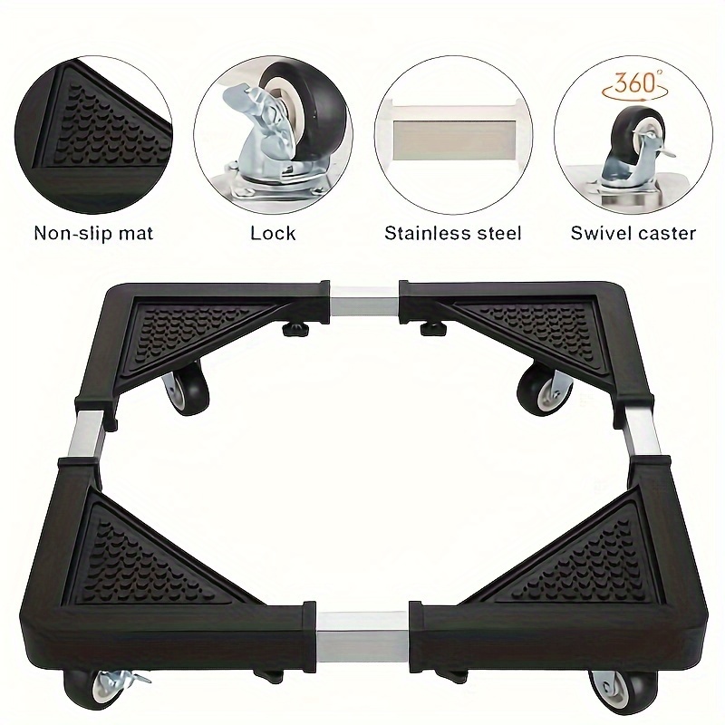 TEMU 1pc Universal Adjustable Appliance , Wheel Refrigerator Telescopic Support Stand, Frame For And Fridge