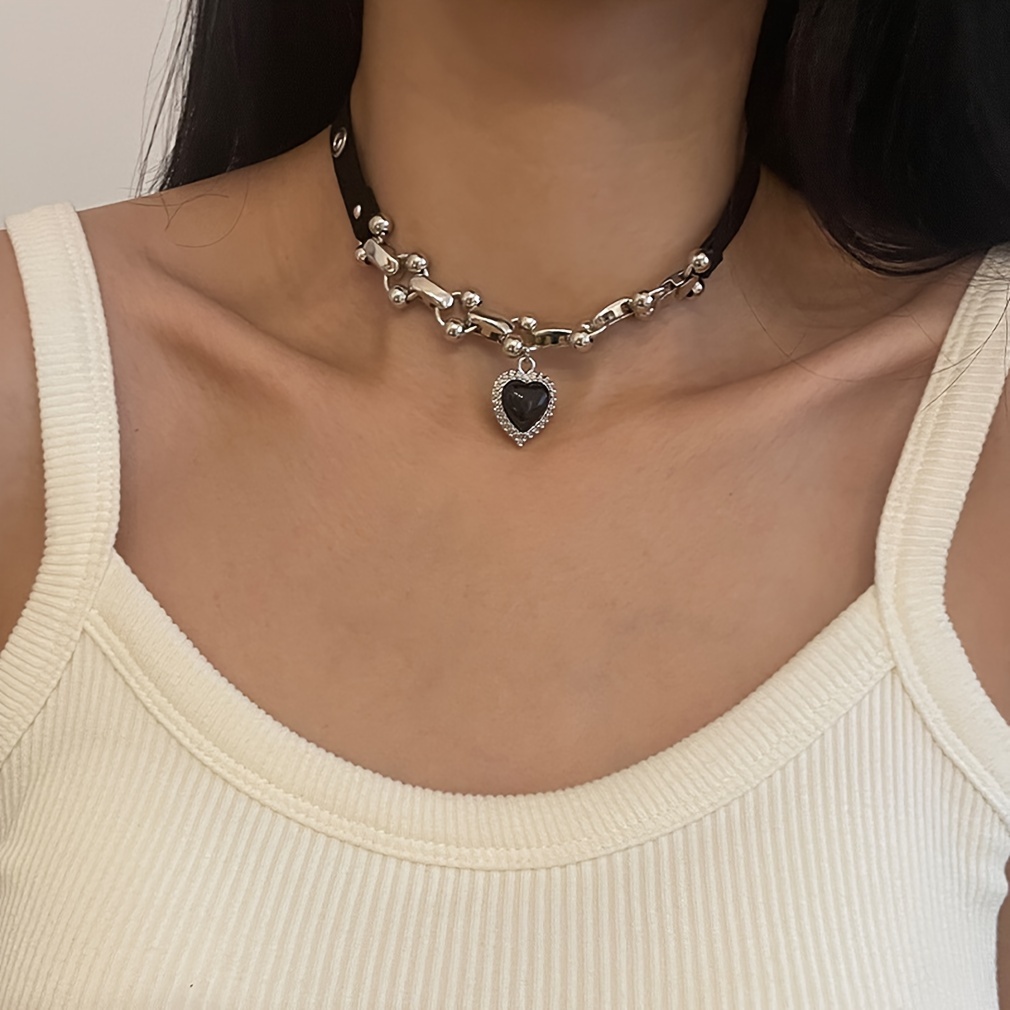 

1pc Collier Choker Noir Punk Hip Hop Chaîne de Cou Cool