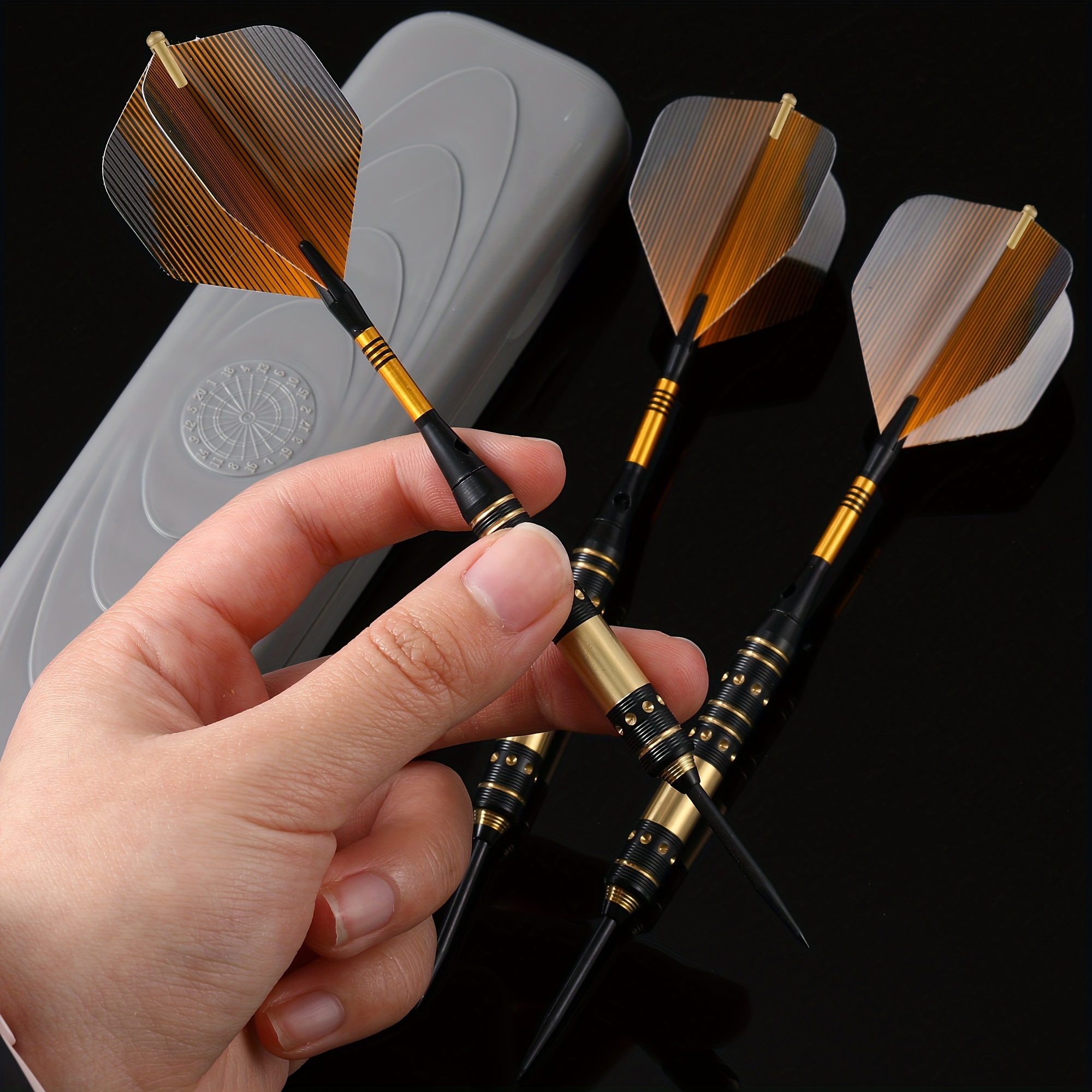 Image of 18g Copper Darts Set 3 Anti-slip Darts + Grooved Aluminum Shafts, Design, Includes Accessories & Storage Case, Ideal For And Professional Practice!