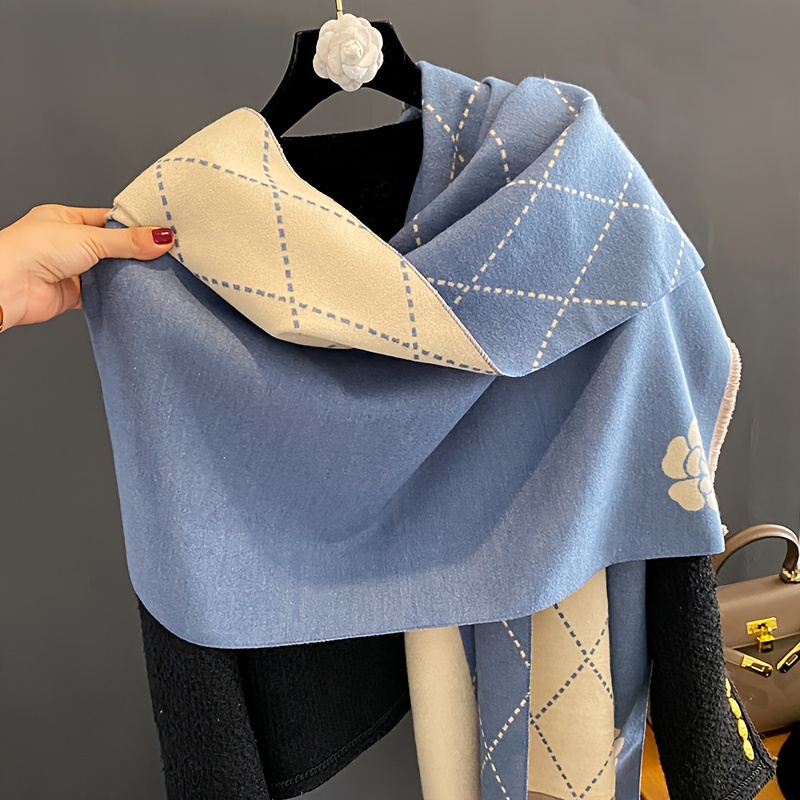 

Small Fragrant Wind Camellia Scarf Winter Korean Version Of The Temperament Of A Double-sided Warm Scarf Shawl