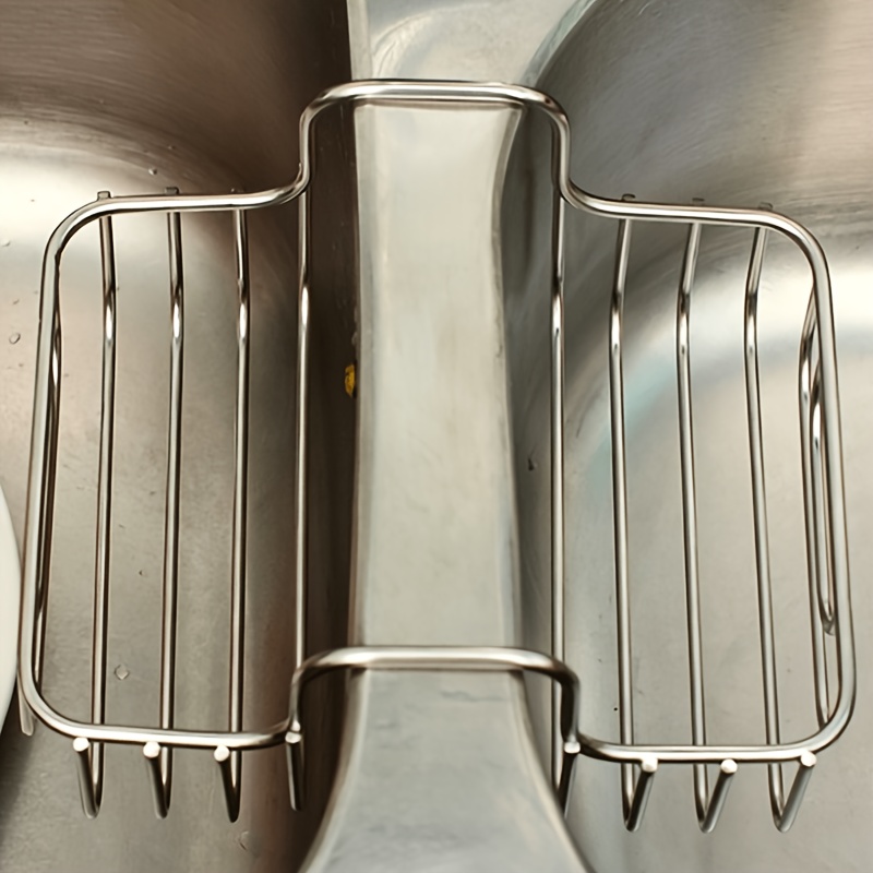TEMU Kitchen Sink Rack-free Wall-mounted Hanging Basket For Sponges, Soap And Brushes, Rust-proof Double-sided Drain Rack, Space-saving Dish Washing