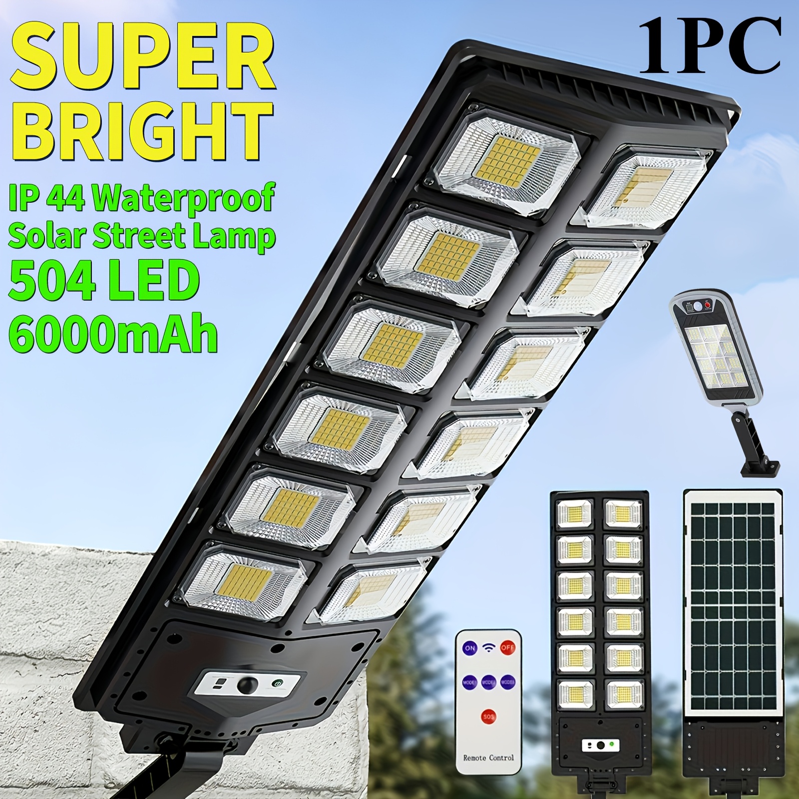 Solar LED Street Light 3000LM – 504/144 LED Outdoor Flood Light with Motion Sensor, Remote Control, Foldable Bracket & IP Waterproof Security Lighting — Zaynora Luxury Marketplace