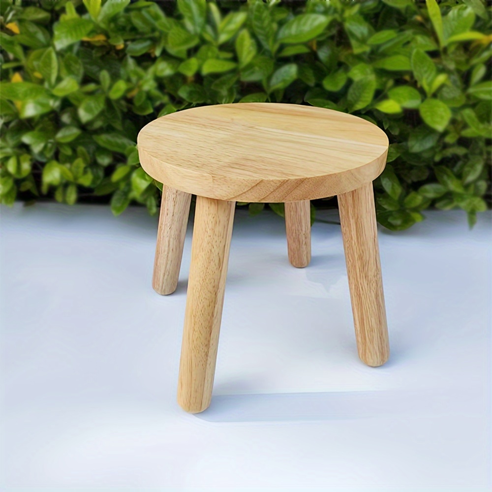 

1pc Modern Solid Wood Round Step Stool - Sturdy Adult Footrest & Plant Stand, Multi-, Natural , Ideal For Home Decor, Footrest|modern Footrest|polished