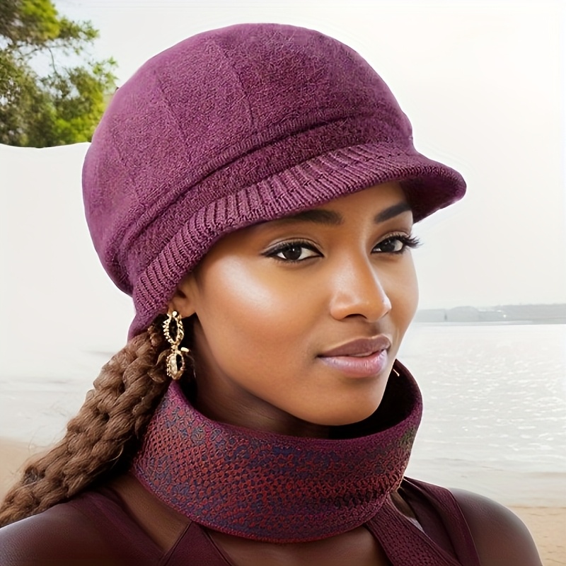 TEMU 1 pieza Gorro de otoño/invierno, forrado de felpa y engrosado para mayor , casual, a y versátil, favorecedor para pequeñas, gorro para ancianos