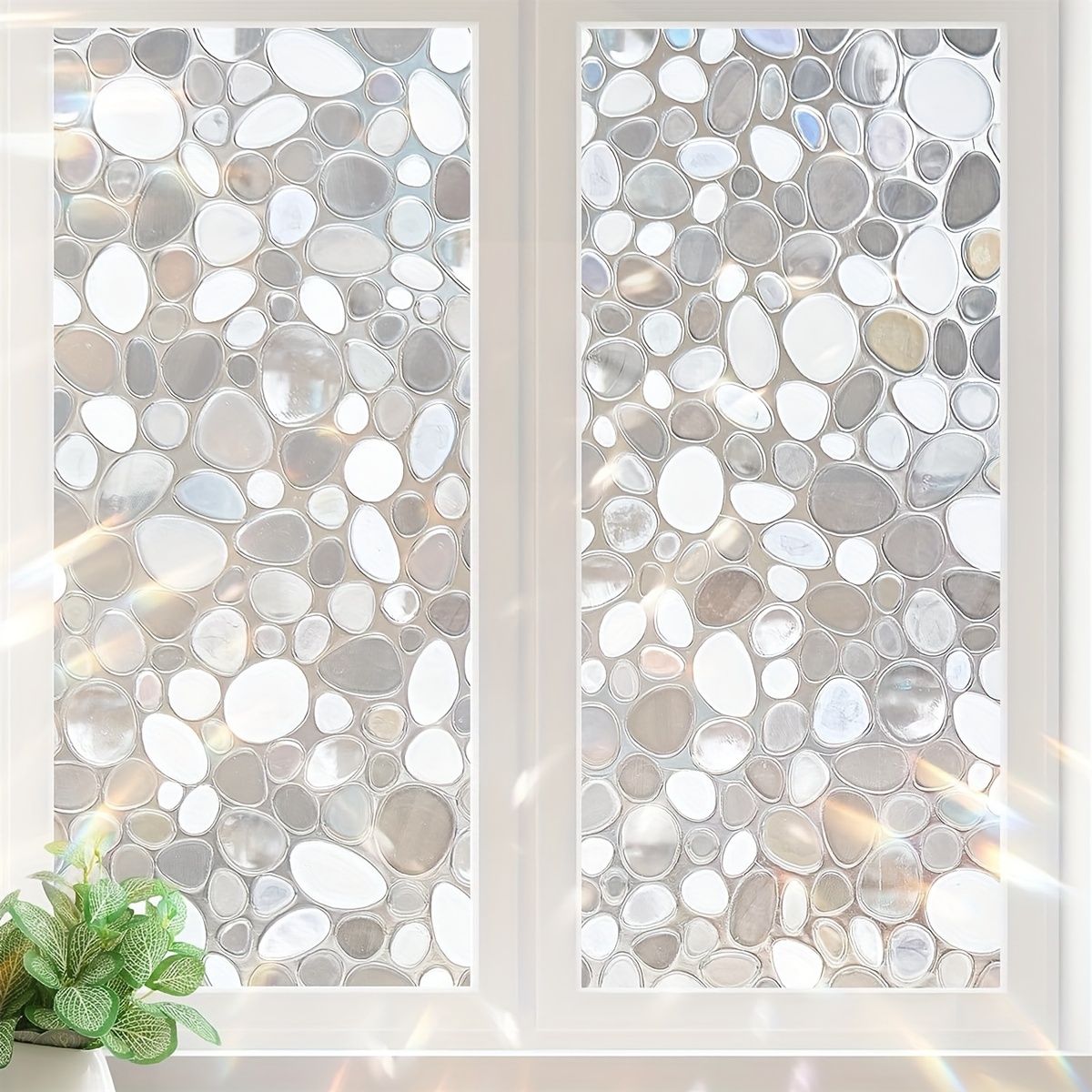 TEMU 1 Roll Glass Film Cobblestone Glass Sticker Electrostatic Adsorption Anti-peeping Film For Bathroom Living Room Home Decor