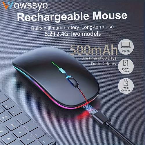 5 1 2 4g wireless gaming mouse usb rechargeable mouse silent backlight ergonomic for laptop