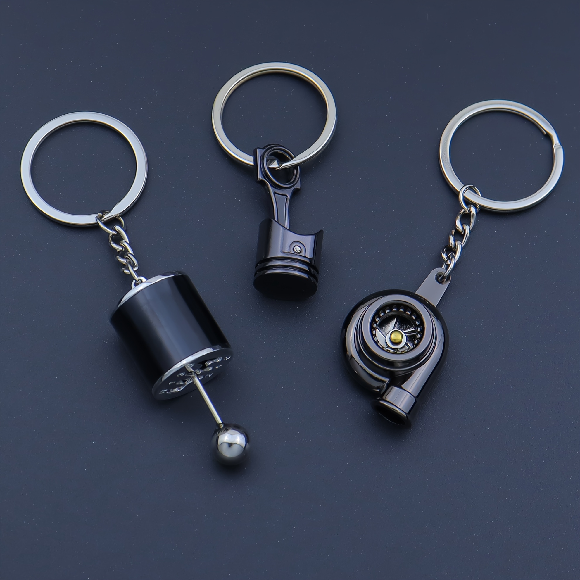 poza articolului 3 buc brelocuri creative modificare auto, piston,  , schimbător de viteze, brelocuri cultură modding auto, brelocuri cadou, accesorii auto