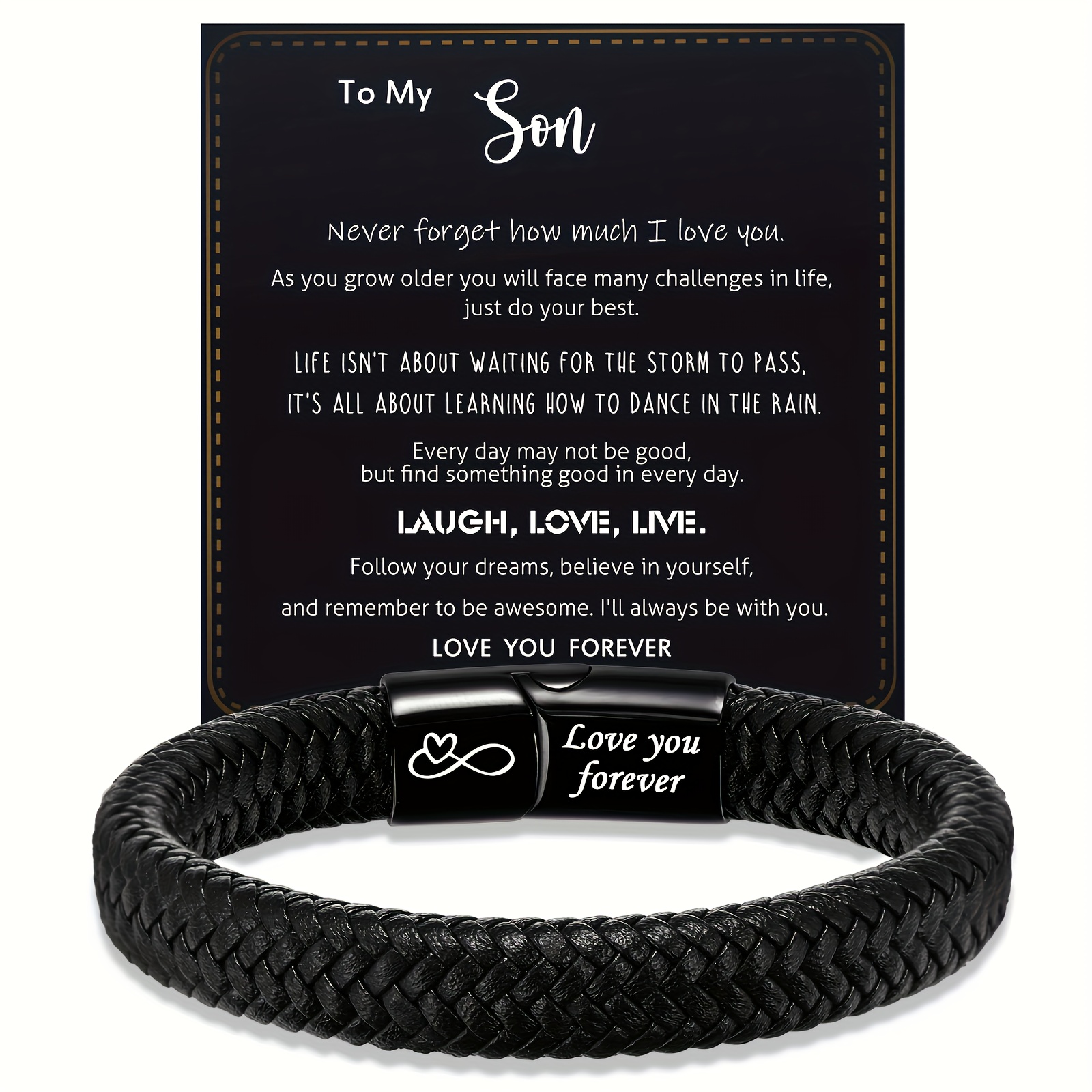 

To My Son Inspirational Bracelet Gift From Mom Dad You Are Braided Leather Bracelet For Teen Son From Mother, Adjustable