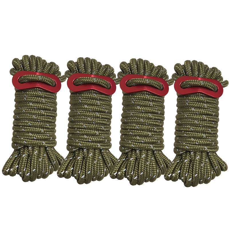 TEMU 4 pièces de cordes de tension réfléchissantes 5mm pour tente extérieure, 4m avec ajusteur - Accessoires camping pour bâche et auvent