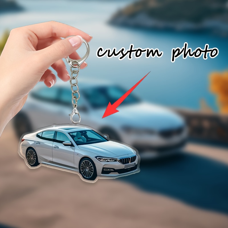 TEMU カスタムカーキーデコレーション、パーソナライズドアクリルレーシングキーホルダー、自作写真挿入可能なカスタマイズカーキーフォブ - 耐久性のあるメタルデーギフト、彼氏への特別な贈り物、カー愛好家専用