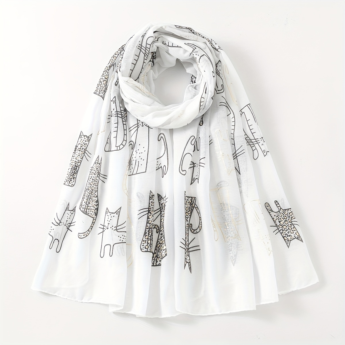 1 Women's Golden Kitten Elegant Scarf Is Suitable For Spring And Autumn Matching Decoration