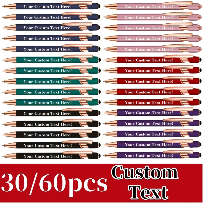 

Customizable Logo & Text Ballpoint Pens - , Anniversaries, Day, Graduations | High-quality Retractable Metal Pens With Touchscreen Tip, Medium Point, Smooth Writing | Options