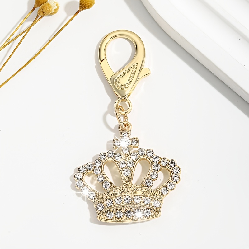 TEMU 1pc de porte-clés couronne ajourée , créatif, polyvalent et coréen , adapté pour la décoration de sac de clé de voiture pour femmes et cadeau