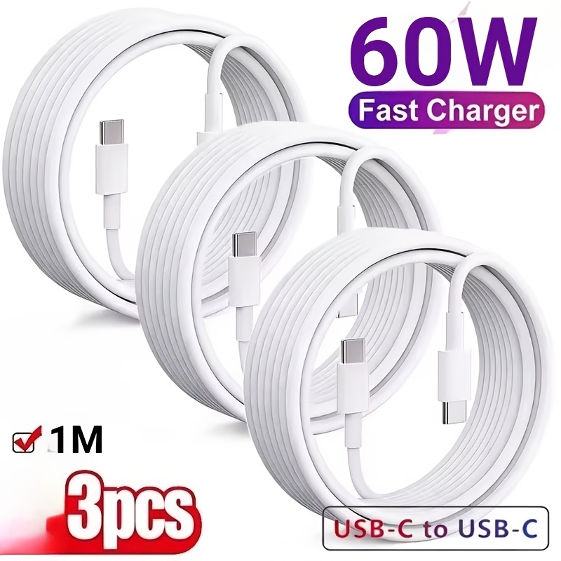 TEMU Câble de charge USB C vers C pour Iphone 17 16 15, cordon de charge, lot de 3 câbles C vers C de 3,3 pieds à charge rapide pour Iphone 17 16 Pro