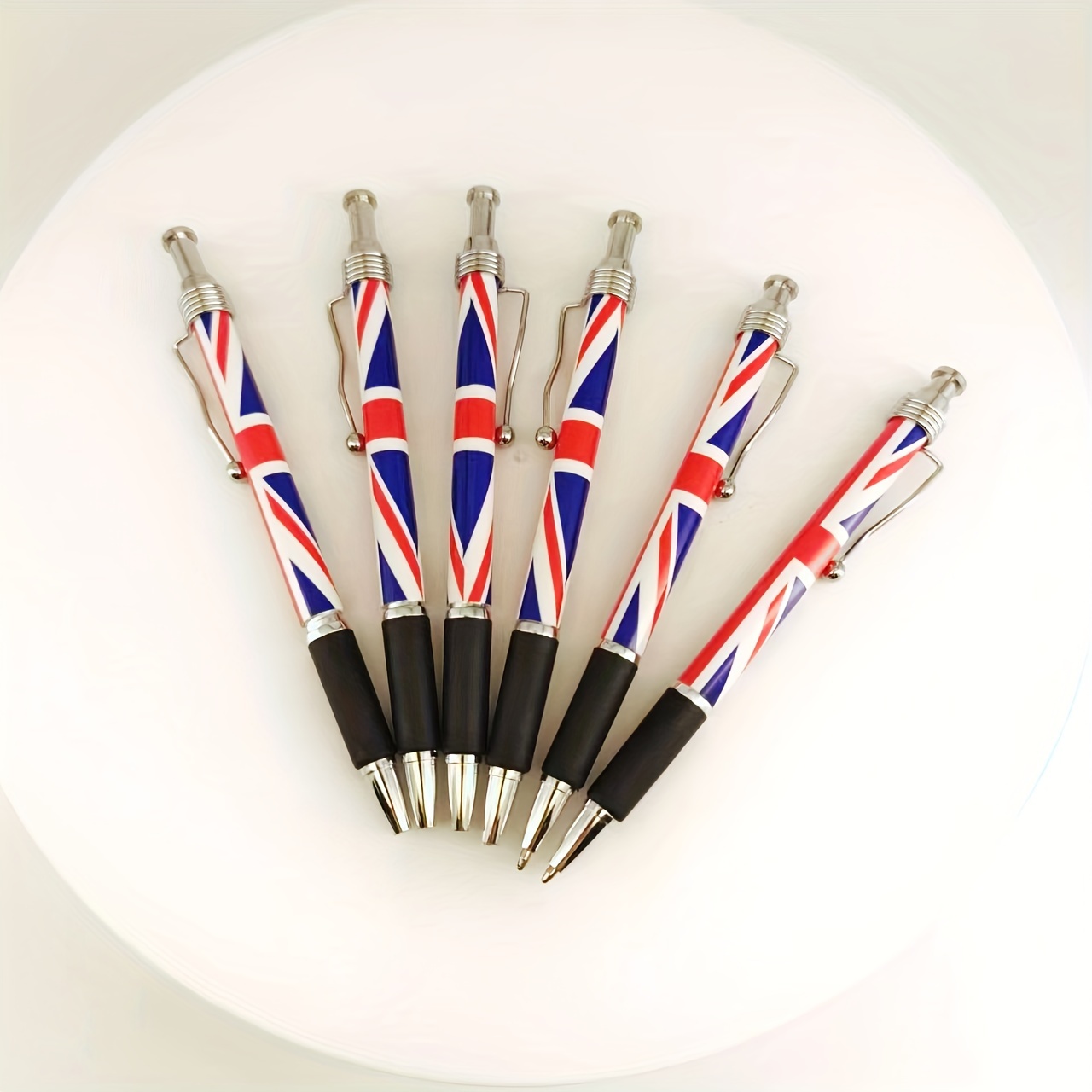 

6pcs Patriotic British Ballpoint Pens - 1.0mm Ink , Retractable For Writing & Signing, For Use, For