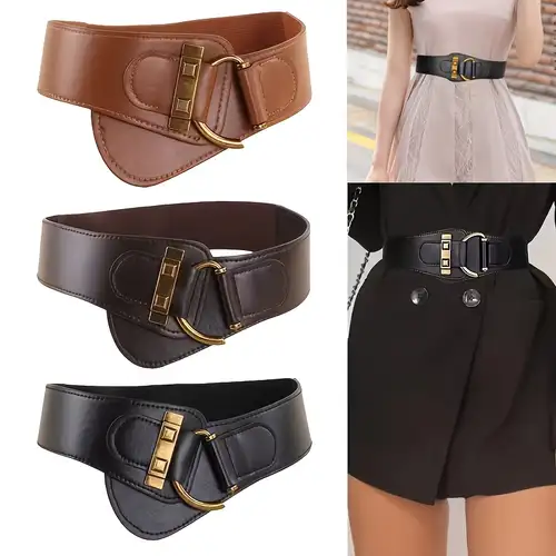 thick black belt for dress INSPIRE CHIC Women's Fashion Rhinestone Wide Elastic Belts Stretch Waistband Shirts One Size 78 cm / 28 3 Inches Wide Statement belt,