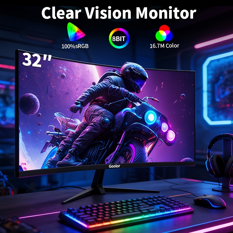   monitor 32inch curved 2k 180hz pc monitor screen full hd 2560 1440p frameless 1500r computer screen with vesa support
