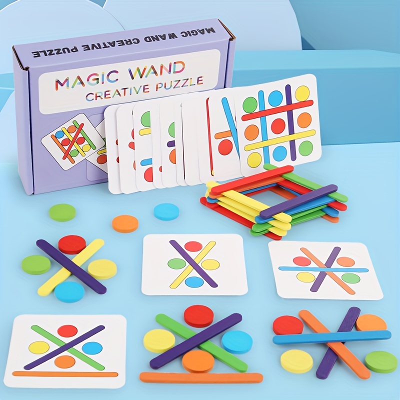 

en bois - Puzzle créatif - Jouet éducatif STEM pour le développement de la et de la pensée , couleurs mélangées, convient aux enfants de 3 ans et plus.