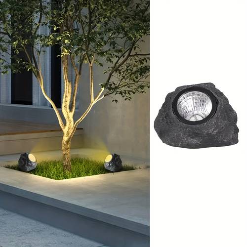 solar resin stone lamp led spotlight outdoor decoration suitable for garden courtyard festival lawn light decoration ground light