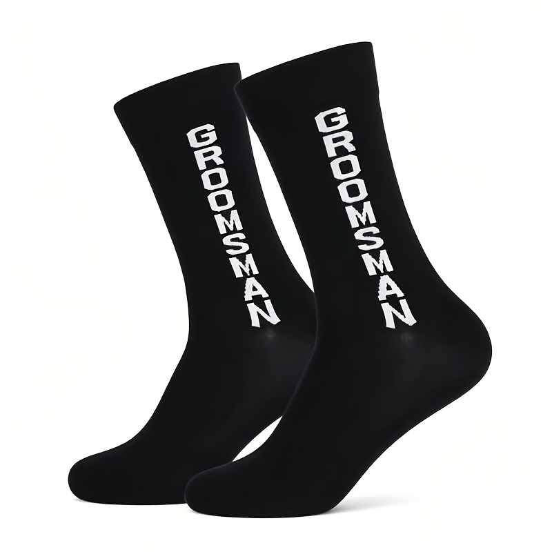 TEMU 1 Pair Groom Groomsmen Men's Wedding Gift Creative Socks Fun Proposal Gift Best Man Gift Bride Groom Gift Proposal Socks