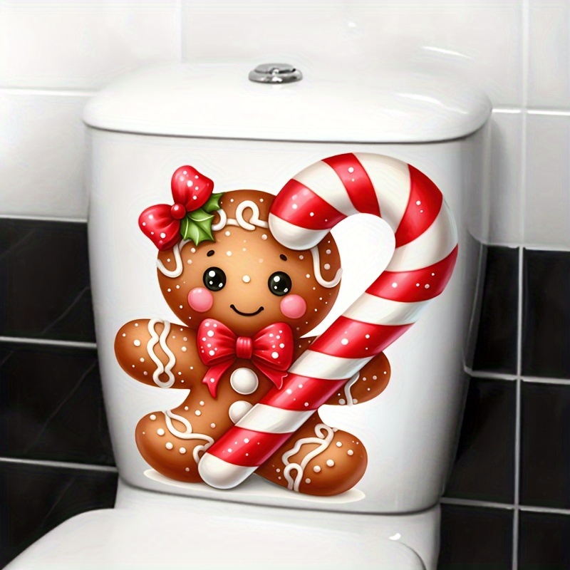 

Christmas Gingerbread Man Toilet Seat Decals: Holiday Stickers For Your Bathroom - Home Decor And Gift