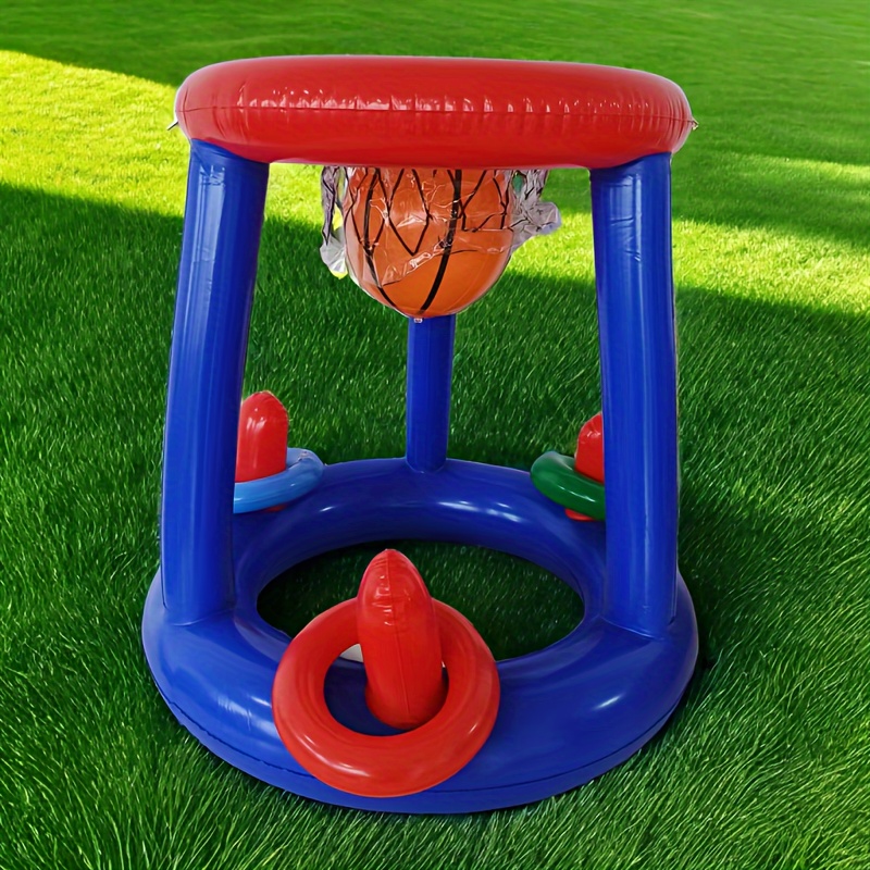 

Inflatable Basketball Stand With 3 Rings And 1 Inflatable Basketball, Outdoor Party Interactive Shooting Toy, Inflatable Outdoor Supplies
