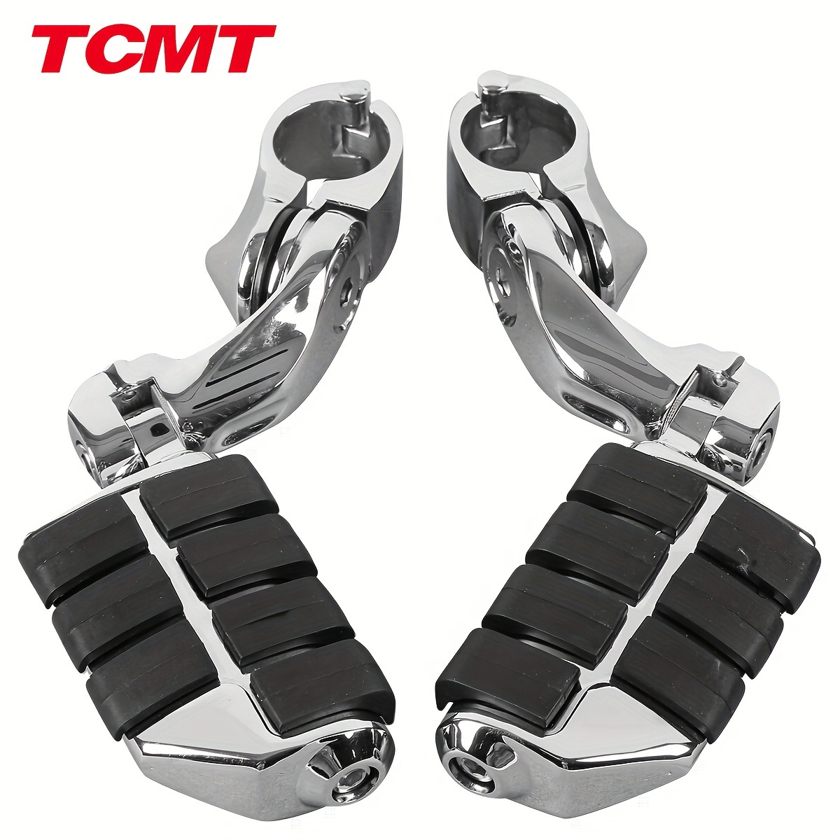 

Tcmt 1 1/4" Engine Guard Highway Foot Pegs Footrest + Short Angled Clamps Fit For Harley Touring Road Street Glide