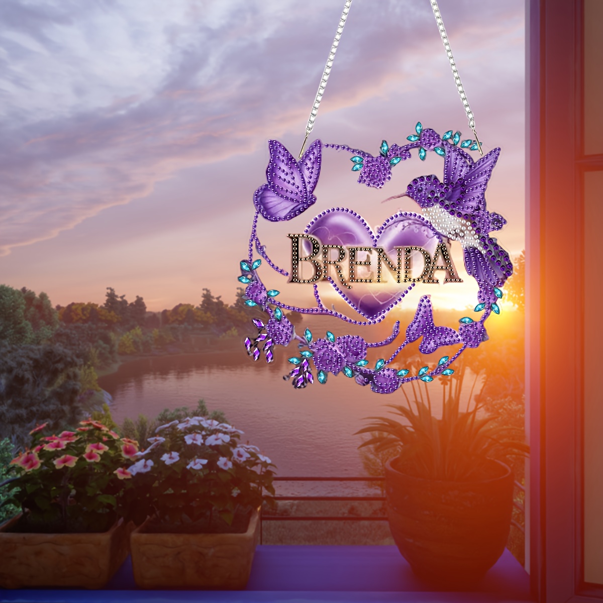 

Brenda Name Kit With Butterflies, Round & Irregular Acrylic Diamonds, Diy Craft Art Set, With Chain For Home Wall & Window Decor, Family Keepsake Gift