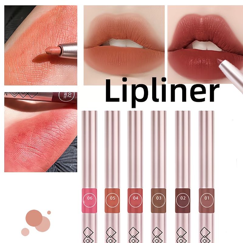 TEMU 6pcs Long Lasting Waterproof Lip Liner Set, Anti-sweat, , Fast Fading Lip Pencil, Beauty Must-have - Valentine's Day Gift