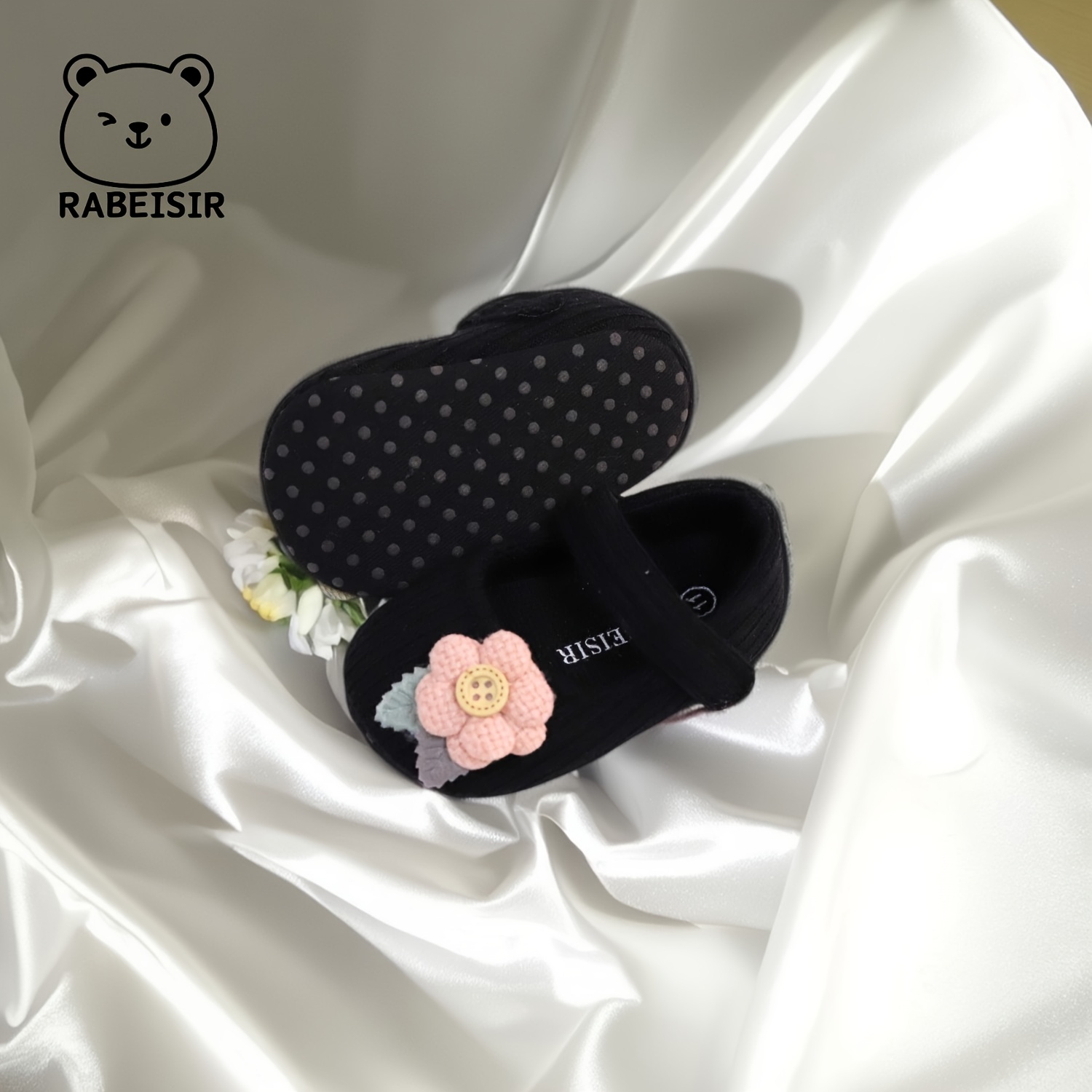 Trendy Cute Flower Mary Jane Shoes For Baby Girls, Comfortable Lightweight Non Slip Walking Shoes For Indoor Outdoor Party, Spring And Autumn