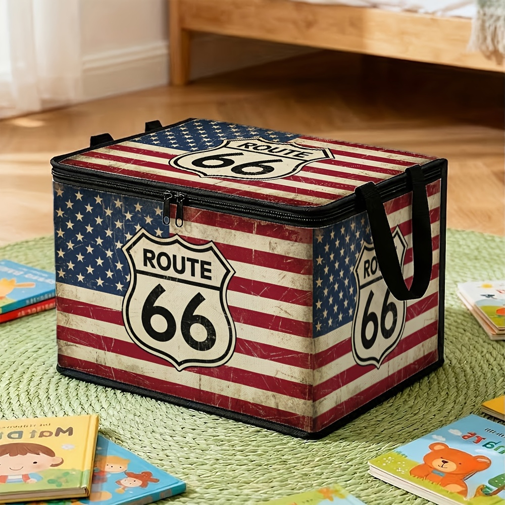 TEMU 1pc Vintage Lidded Storage Box - Foldable Container, Suitable For Clothes, Books, Snacks | Vintage Printed Shelf Basket | Space- Stackable For