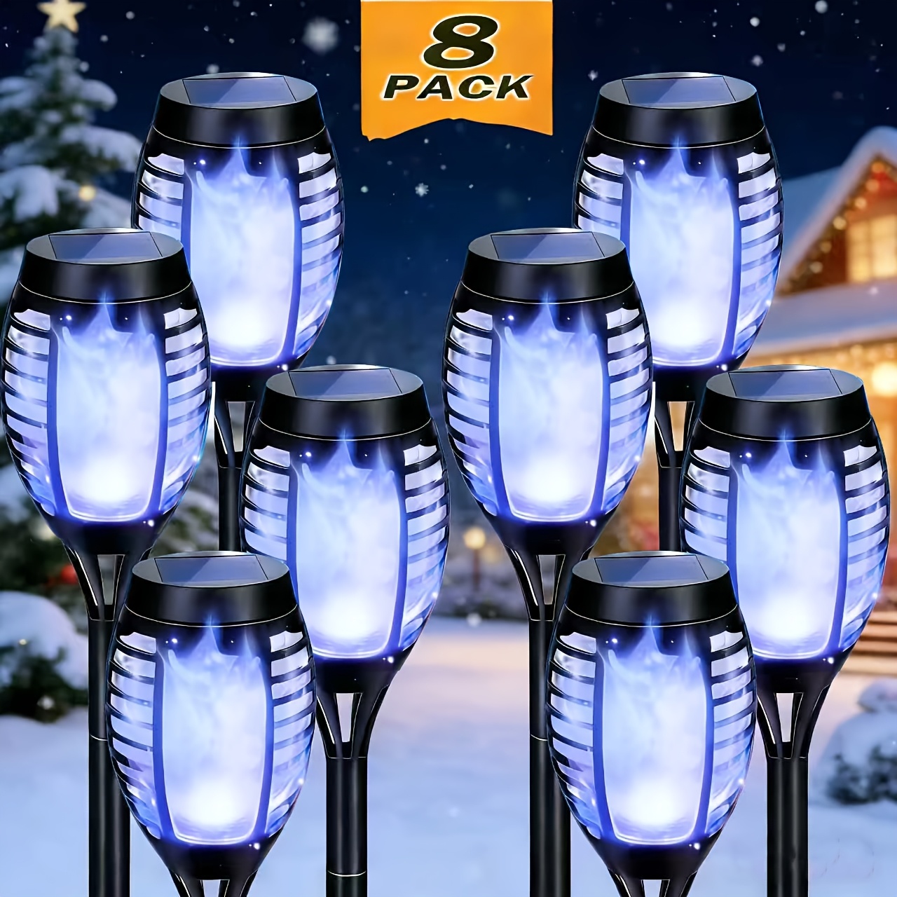 4 to 20pcs Outdoor Solar Torch Lights Warm LED Flame Effect for Yard Garden Decor IP55